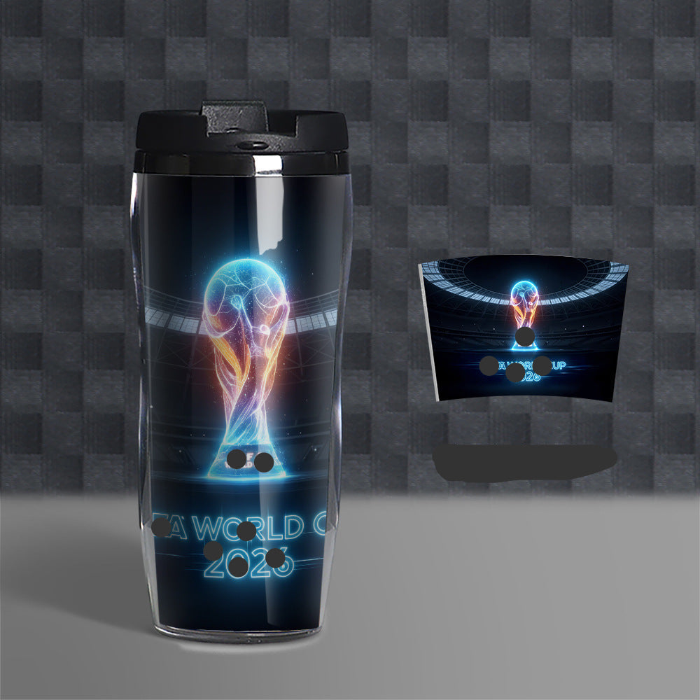 Football Fan Water Bottle 500ml, Soccer Theme Sports Cup, Reusable PVC Drink Bottle for Fans and Outdoor Activities