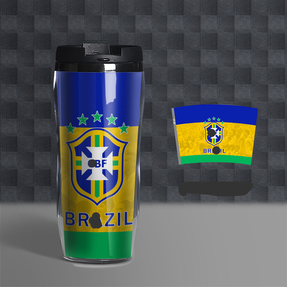 Football Fan Water Bottle 500ml, Soccer Theme Sports Cup, Reusable PVC Drink Bottle for Fans and Outdoor Activities