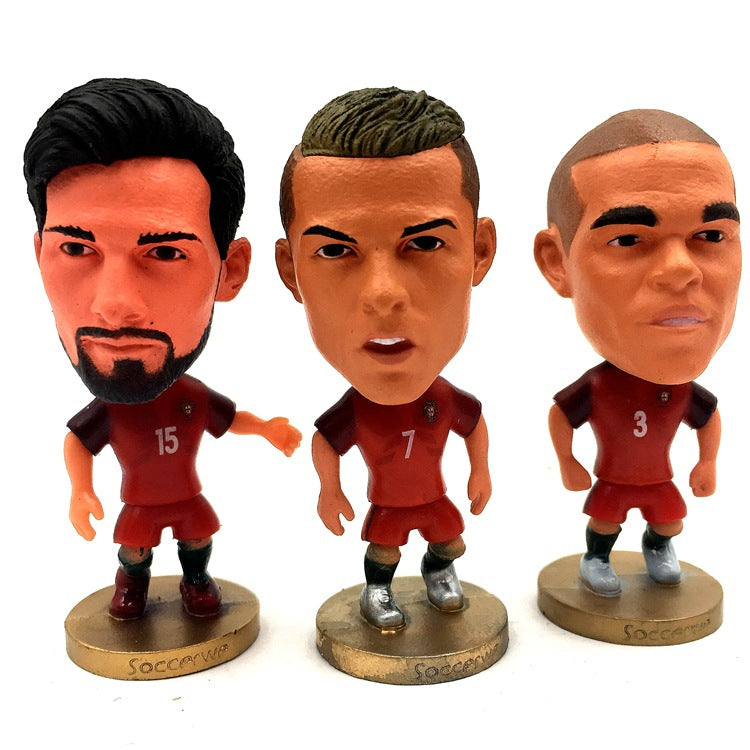 Football Star Figurine Set – Spain Argentina Brazil Soccer Player Collectible Dolls, Football Fan Gift Action Figure Model