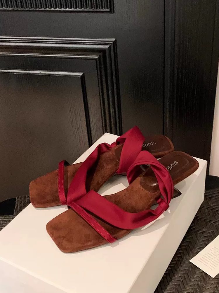 French Vintage Ribbon Sandals Shoes