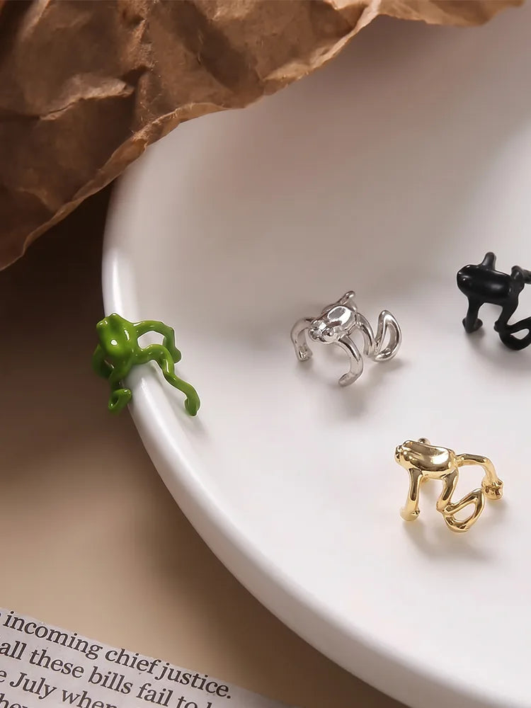 Frog Design Rhinestone Ear Cuff Clip-On Earrings Unpierced