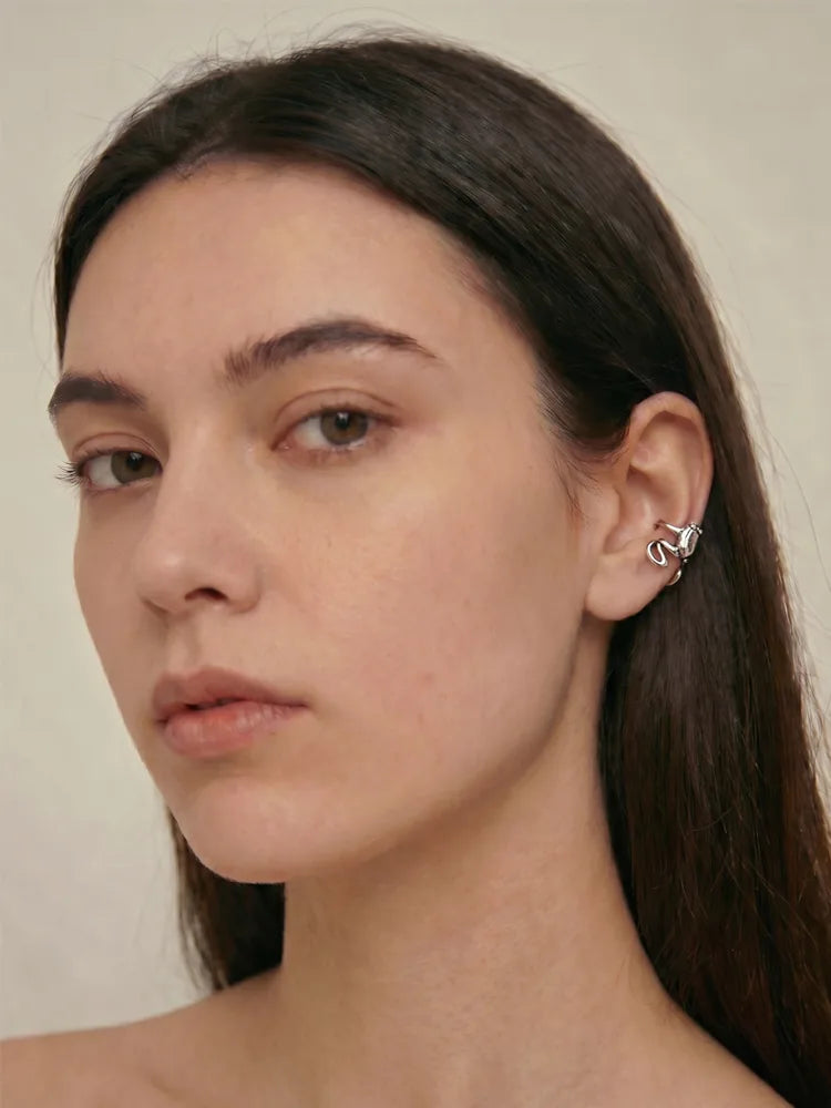 Frog Design Rhinestone Ear Cuff Clip-On Earrings Unpierced