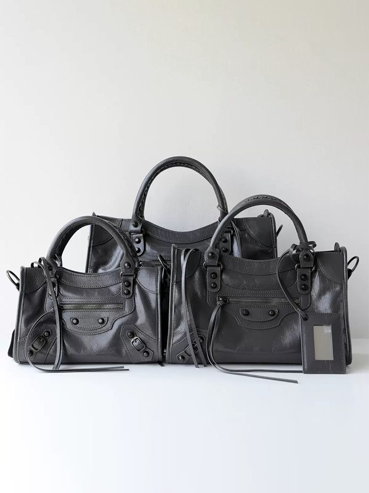 Genuine Leather Motorcycle Bag for Women, Vintage Moto Handbag with Stud Details, Large Capacity Top Handle Shoulder Bag