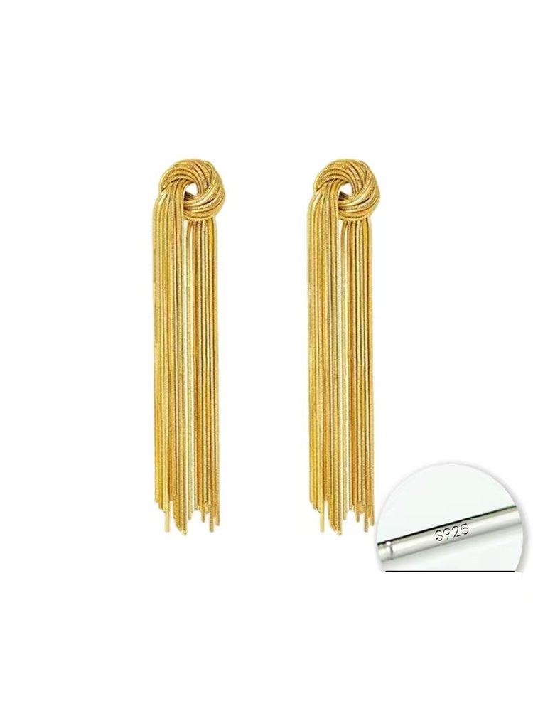 Gold Stainless Steel Tassel Earrings – Emily-Inspired Style