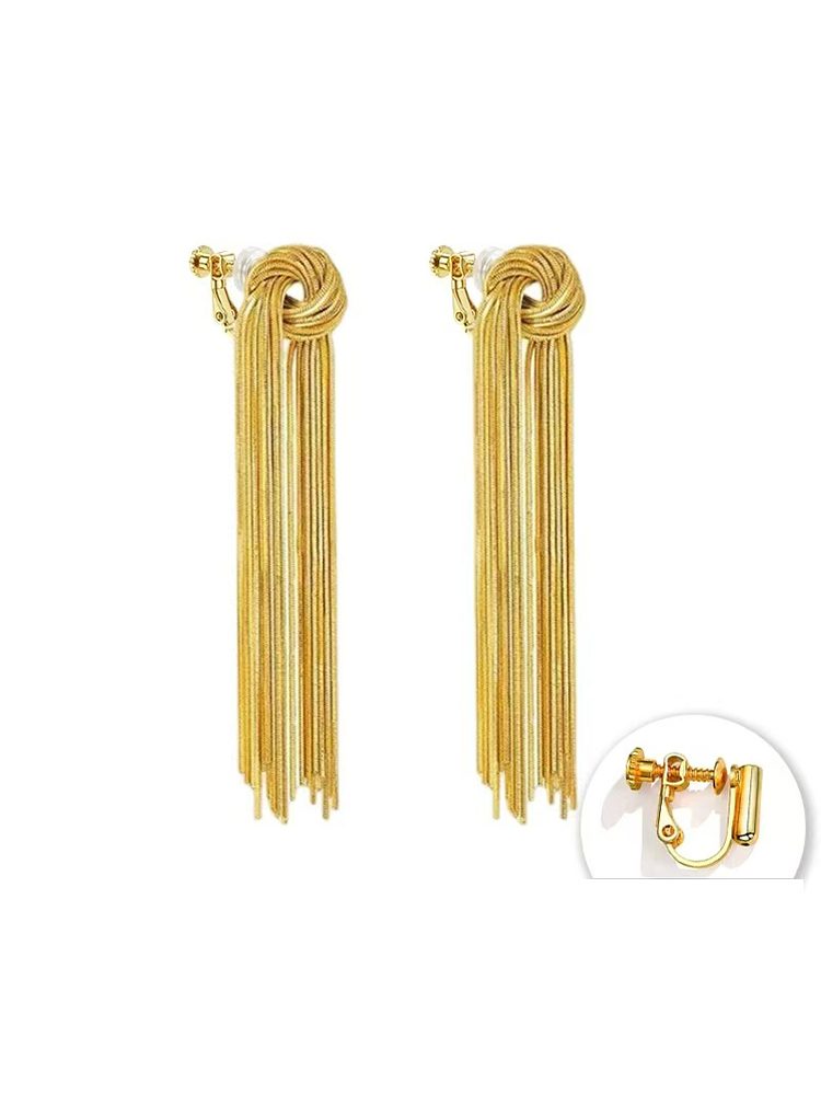 Gold Stainless Steel Tassel Earrings – Emily-Inspired Style