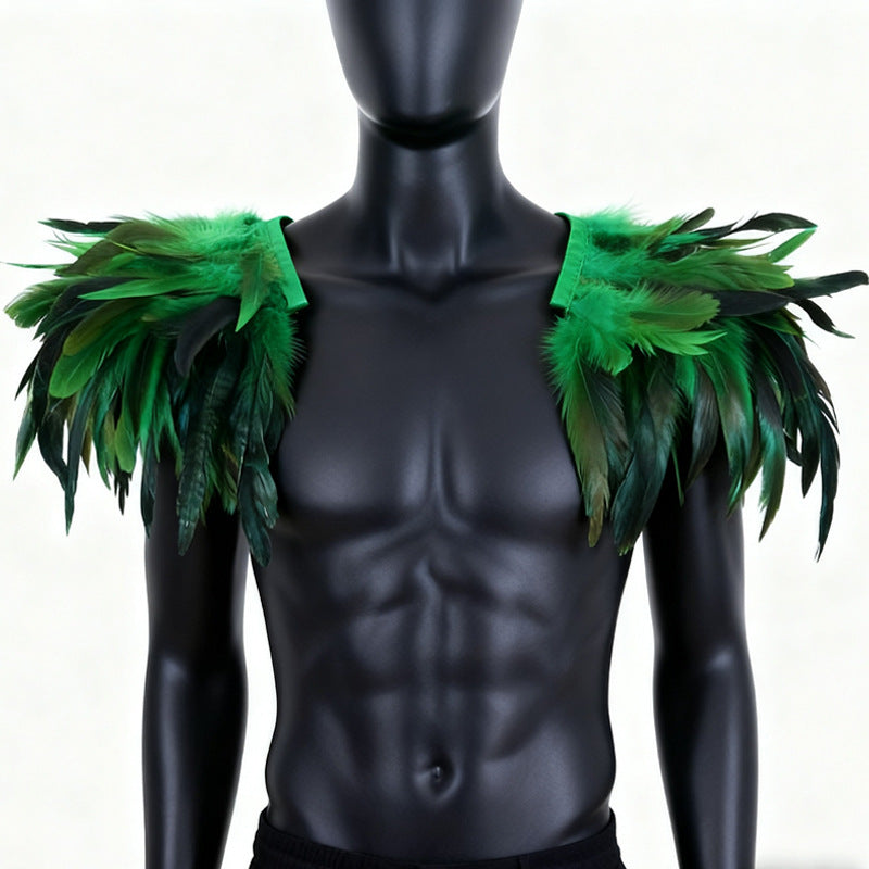 Gothic Feather Shawl Collar Capelet - Vintage Costume Shoulder Wrap, Faux Collar, Festival Party Accessory, Fan Supporter Costume Prop