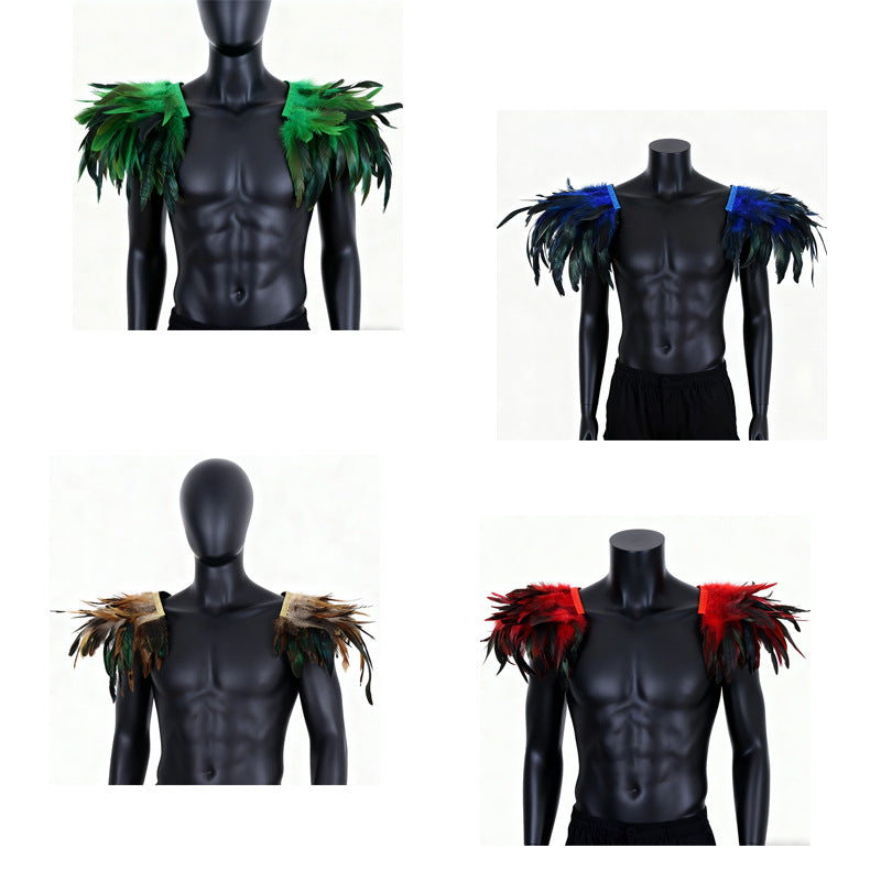Gothic Feather Shawl Collar Capelet - Vintage Costume Shoulder Wrap, Faux Collar, Festival Party Accessory, Fan Supporter Costume Prop