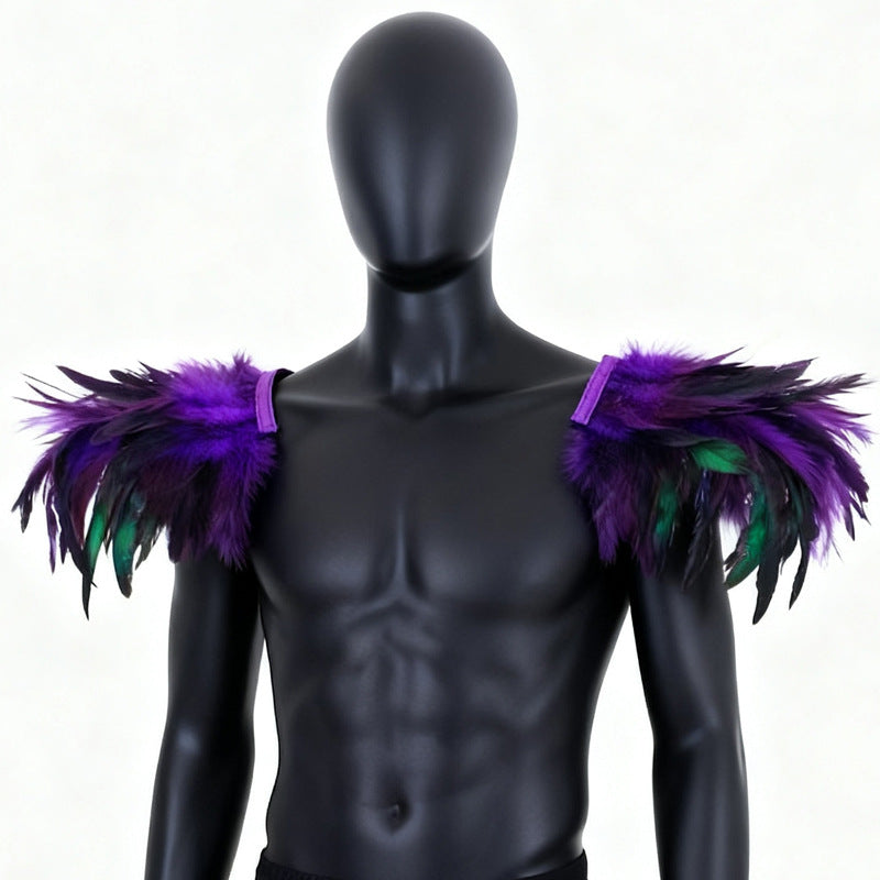 Gothic Feather Shawl Collar Capelet - Vintage Costume Shoulder Wrap, Faux Collar, Festival Party Accessory, Fan Supporter Costume Prop