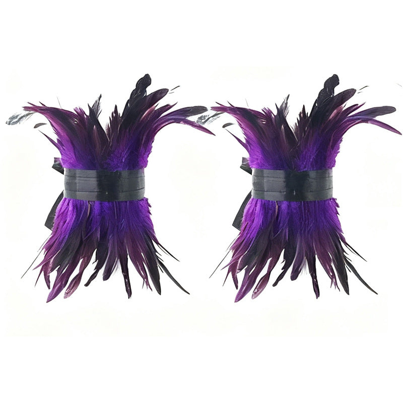 Gothic Feather Shawl Collar Capelet - Vintage Costume Shoulder Wrap, Faux Collar, Festival Party Accessory, Fan Supporter Costume Prop