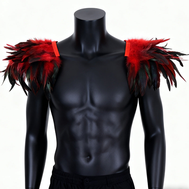 Gothic Feather Shawl Collar Capelet - Vintage Costume Shoulder Wrap, Faux Collar, Festival Party Accessory, Fan Supporter Costume Prop
