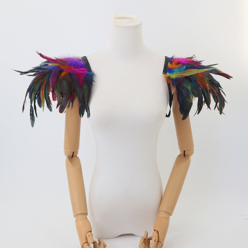 Gothic Feather Shawl Collar Capelet - Vintage Costume Shoulder Wrap, Faux Collar, Festival Party Accessory, Fan Supporter Costume Prop