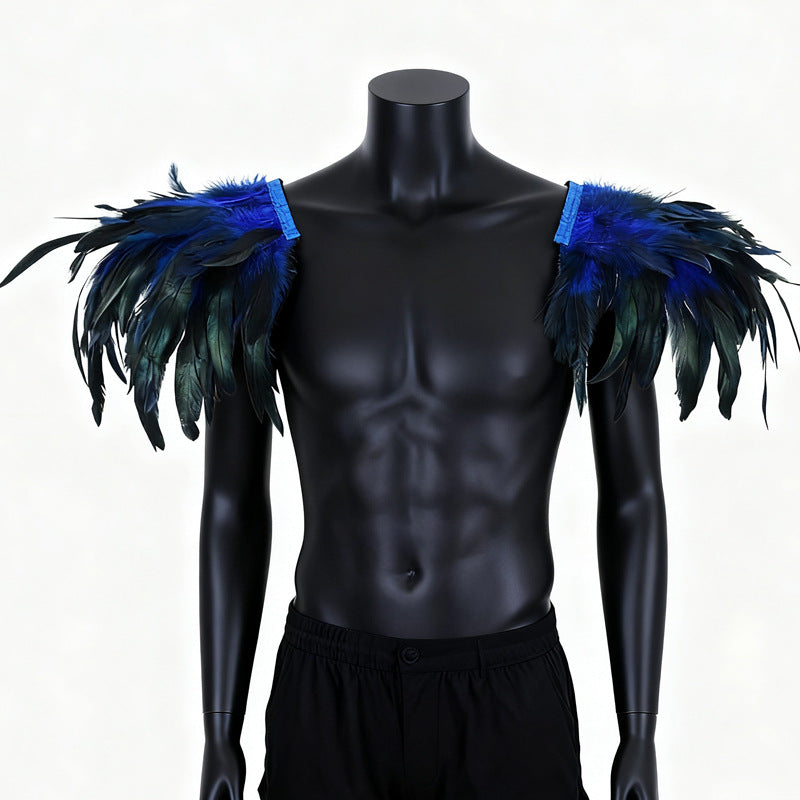 Gothic Feather Shawl Collar Capelet - Vintage Costume Shoulder Wrap, Faux Collar, Festival Party Accessory, Fan Supporter Costume Prop