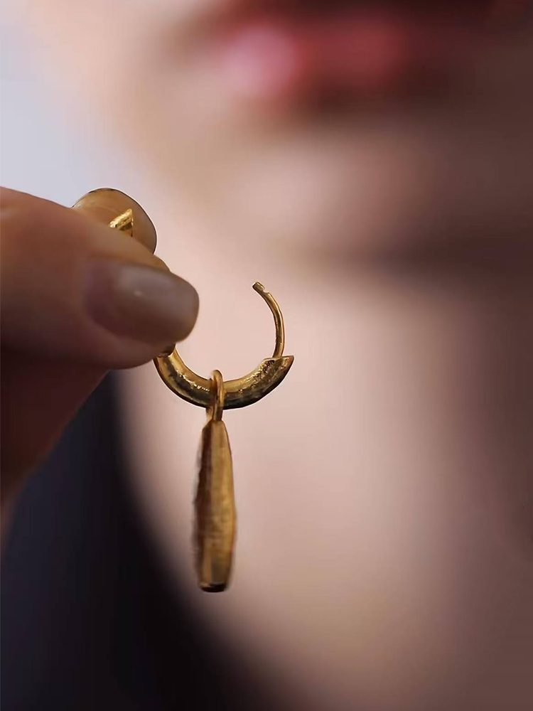Handcrafted Stainless Steel Gold-Plated Earrings Dangle