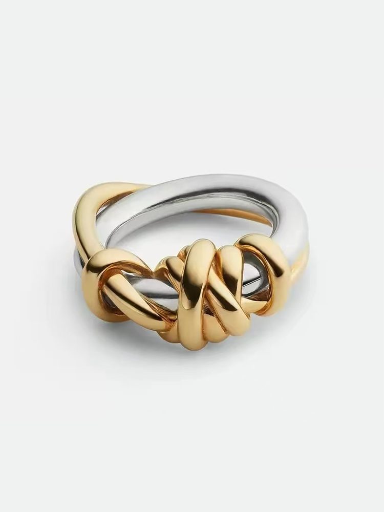 Handcrafted Statement Ring – Gold & Silver Mixed Stainless Steel