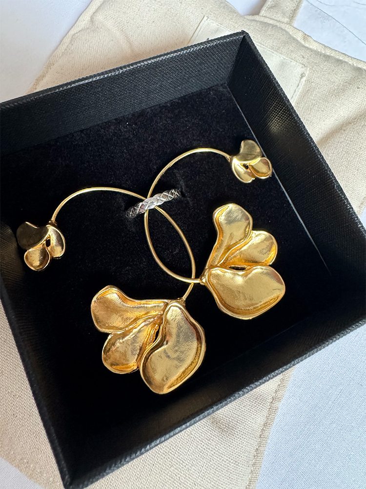 Handmade Stainless Steel 18K Gold-Plated Earrings 1 pairs