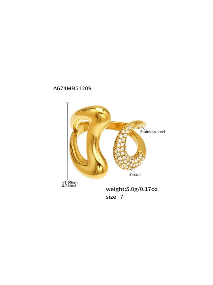 Hight Quality Heart Open Ring Gold Sier 18k S925 W | 18K ... - view 3