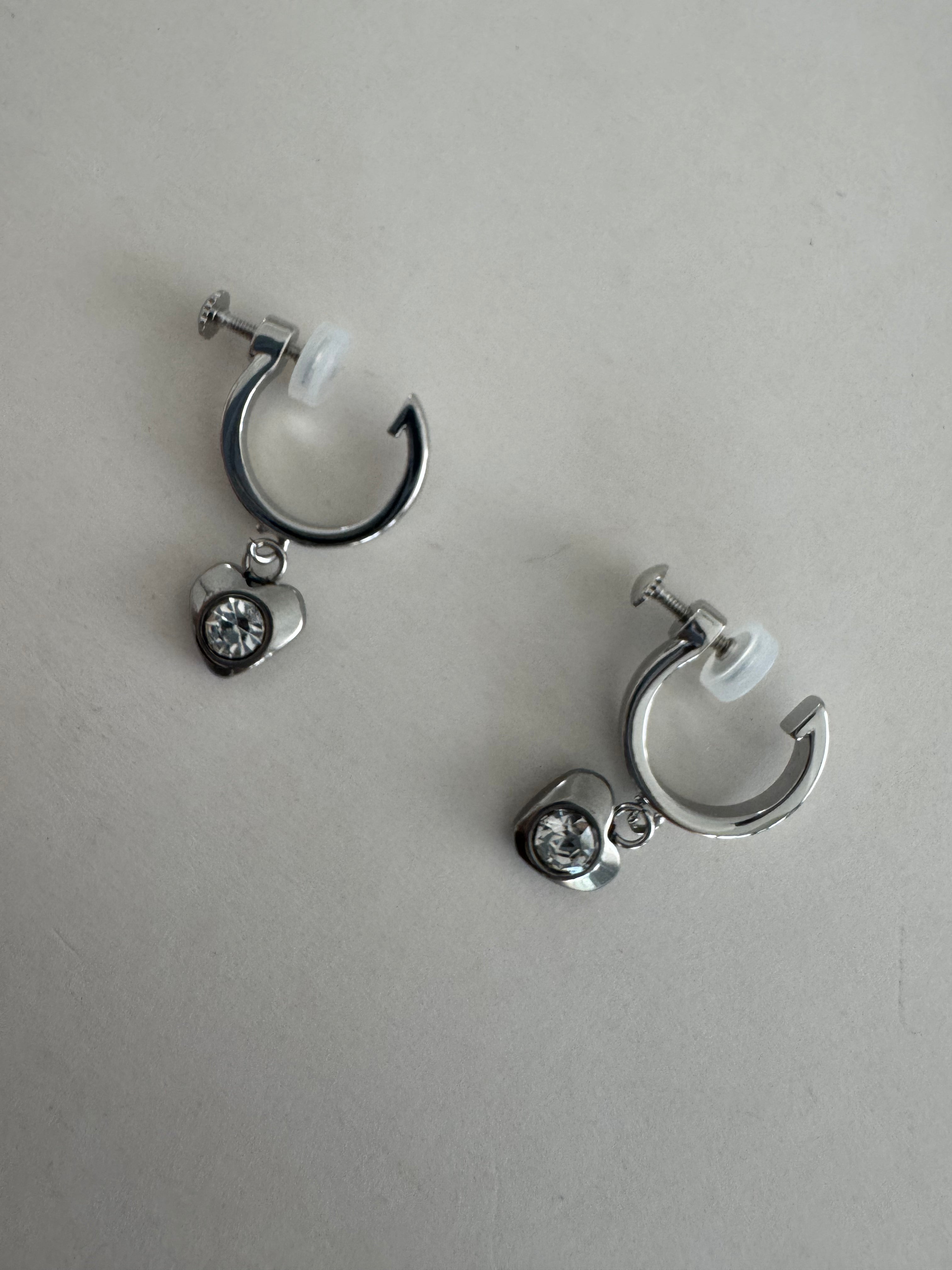 Crystal Comfort Heart Sun Clip-On Earrings – Silver Plated Non-Pierced Screw Back Clip-On Earrings