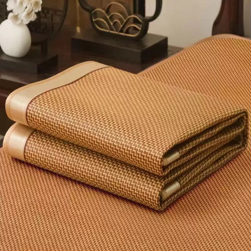 Hand-Woven Natural Rattan Cooling Bed Sheet & Pillowcase Set