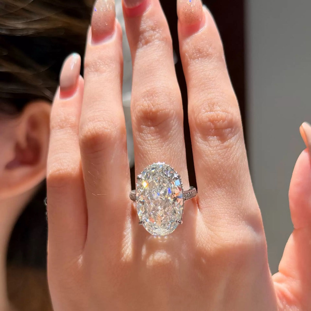 S925 Sterling Silver White Cushion CZ Ring, Cute Sugar Cube “Dove Egg” Statement Ring for Women