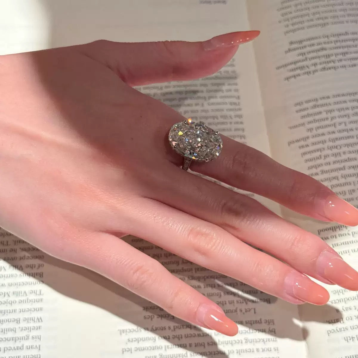 S925 Sterling Silver White Cushion CZ Ring, Cute Sugar Cube “Dove Egg” Statement Ring for Women