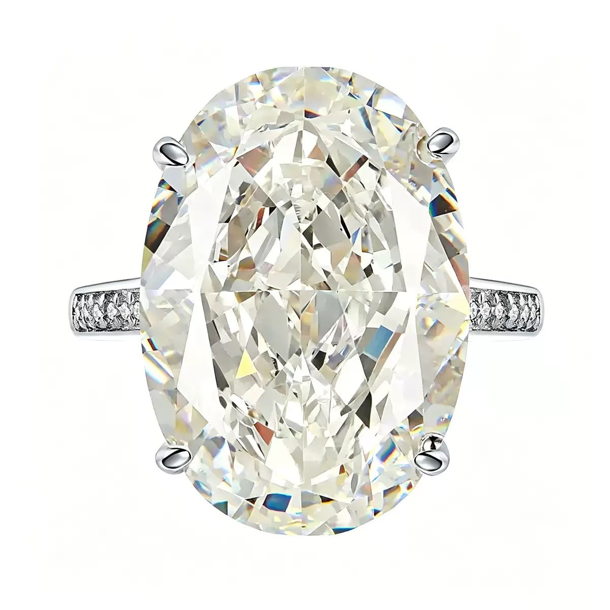 S925 Sterling Silver White Cushion CZ Ring, Cute Sugar Cube “Dove Egg” Statement Ring for Women