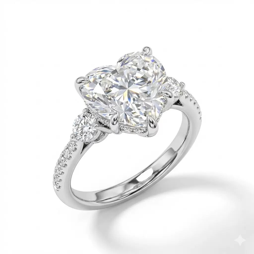 S925 Sterling Silver White Heart Square CZ Ring, Cute Sugar Cube Minimalist Fashion Ring for Women