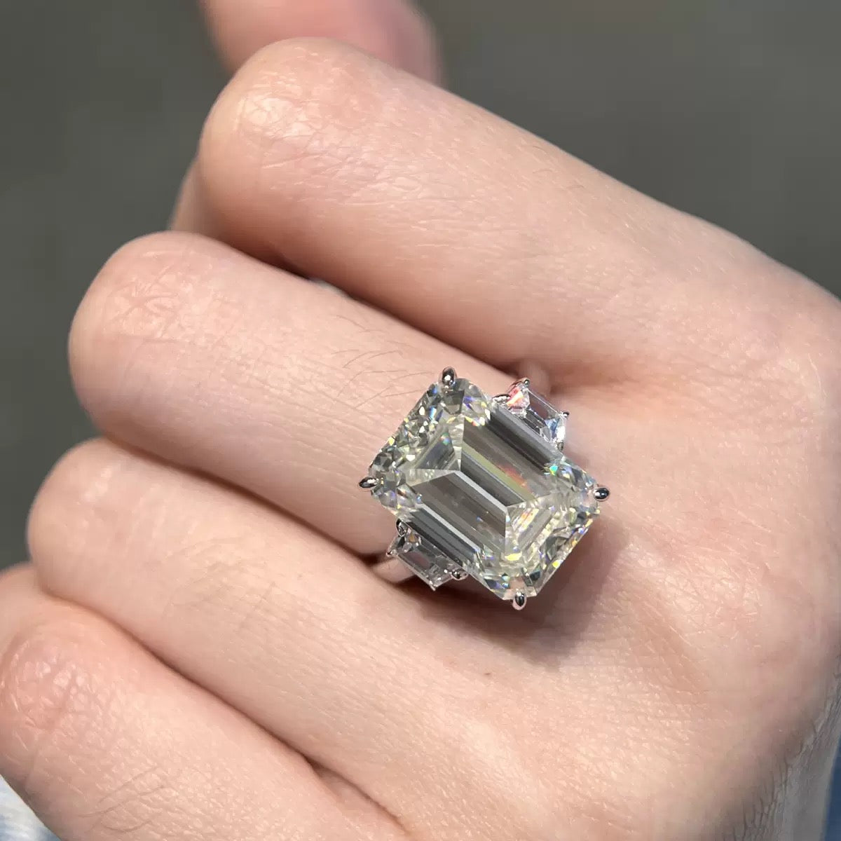 S925 Sterling Silver White Square CZ Ring, Cute Sugar Cube Minimalist Fashion Ring for Women