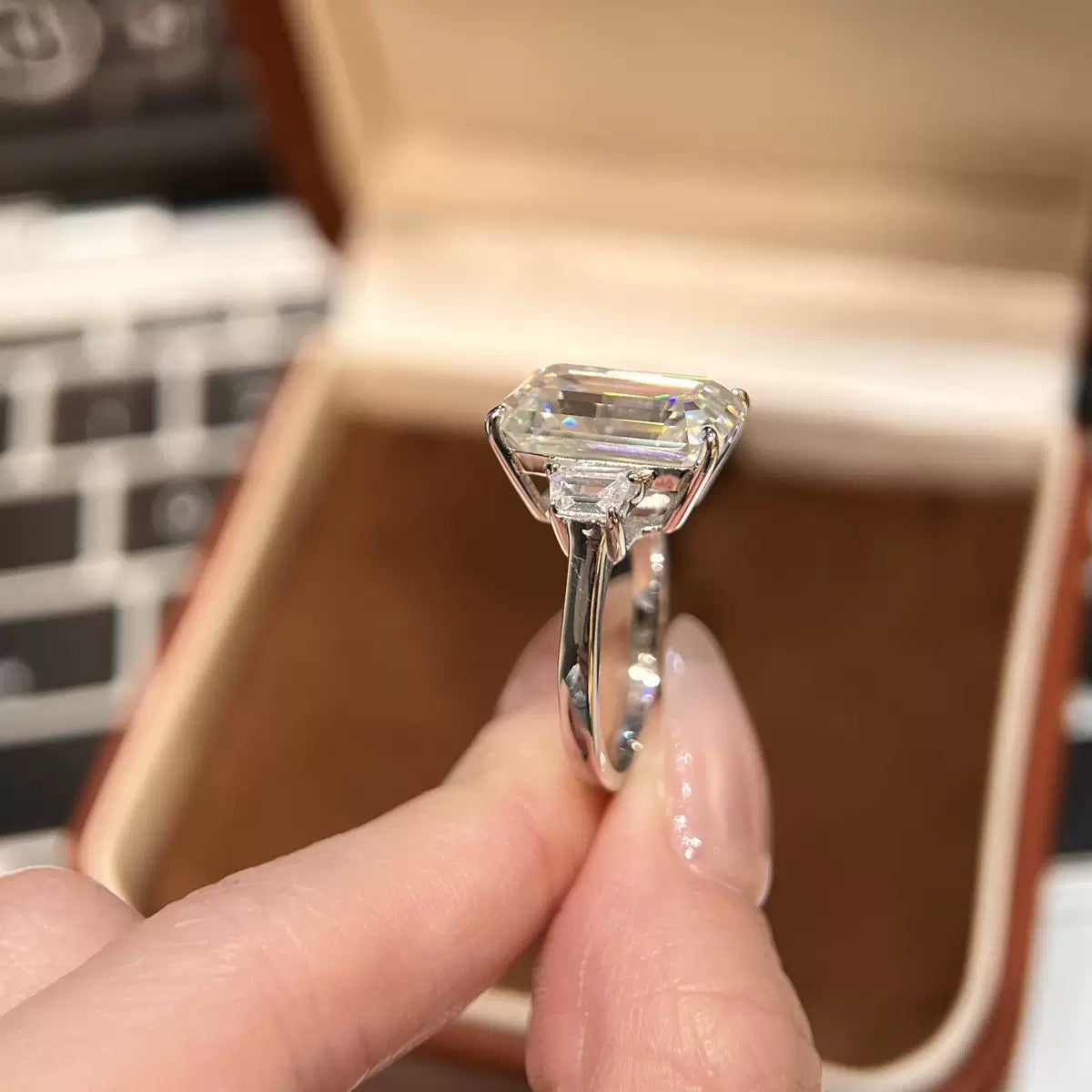 S925 Sterling Silver White Square CZ Ring, Cute Sugar Cube Minimalist Fashion Ring for Women