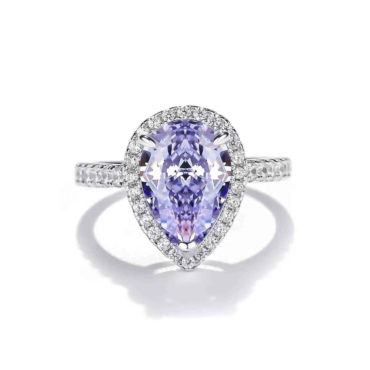 S925 Sterling Silver Purple Square CZ Ring, Cute Sugar Cube Minimalist Fashion Ring for Women
