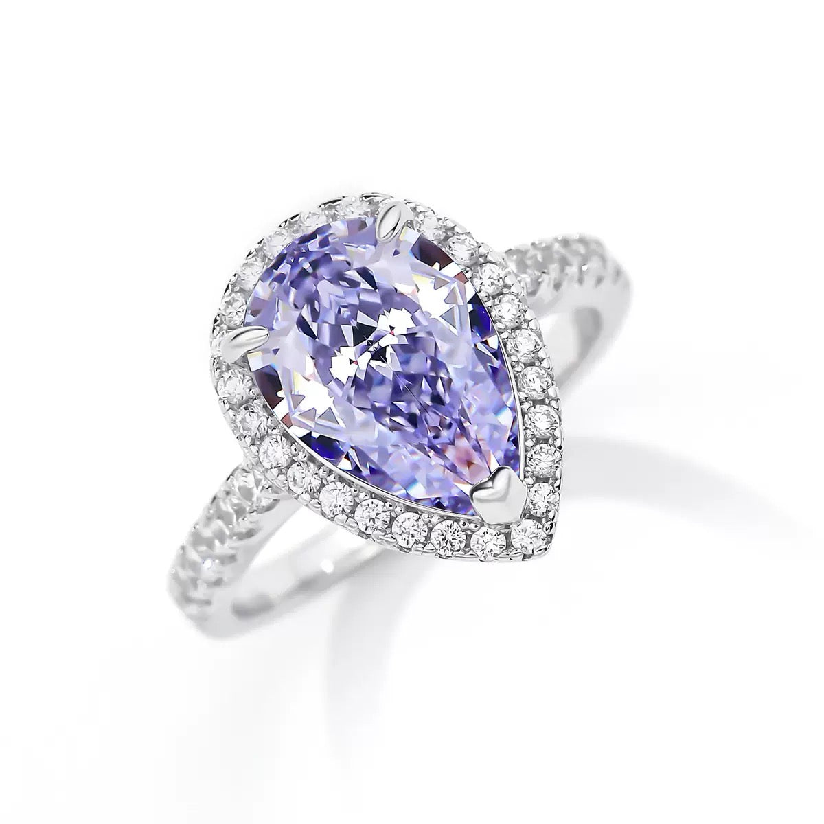 S925 Sterling Silver Purple Square CZ Ring, Cute Sugar Cube Minimalist Fashion Ring for Women