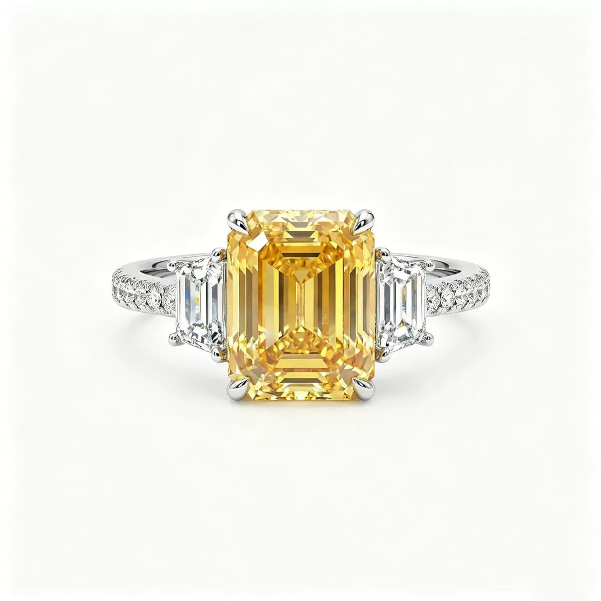 S925 Sterling Silver Yellow Square CZ Ring, Cute Sugar Cube Minimalist Fashion Ring for Women