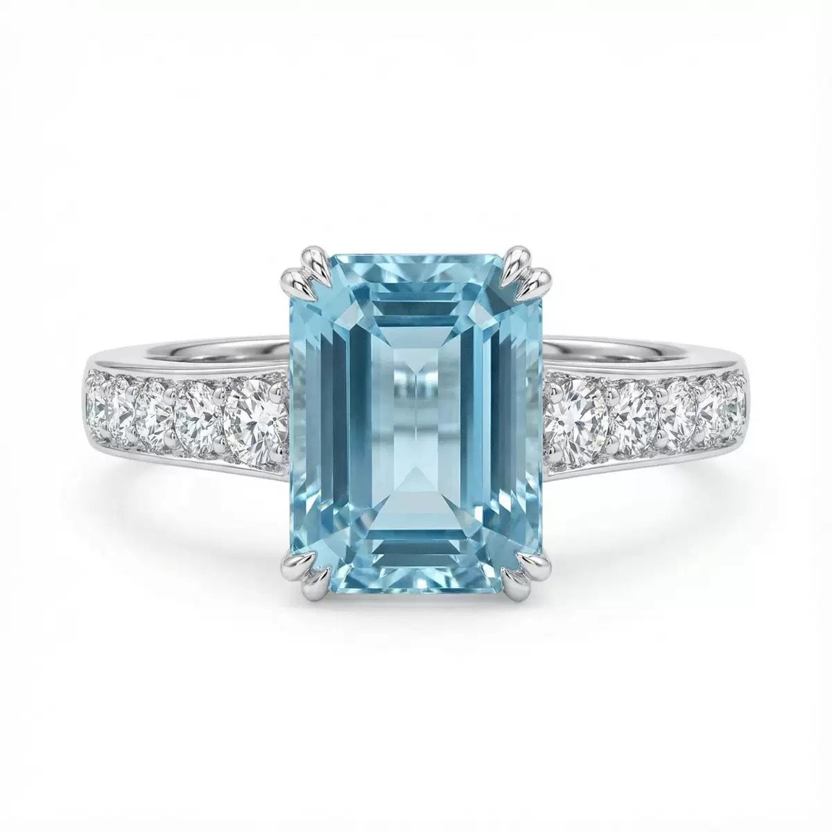 S925 Sterling Silver Blue Square CZ Ring, Cute Sugar Cube Minimalist Fashion Ring for Women