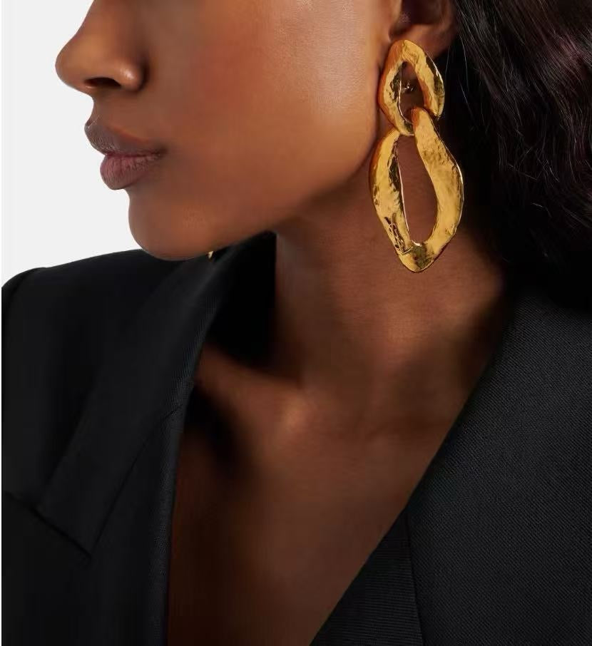Big Gold Earrings Clip on Vintage