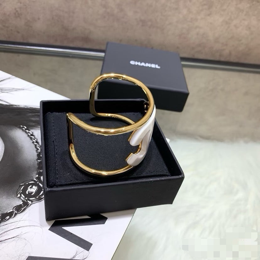 Vintage Authentic Chanel Gold-Tone Turn-Lock Bracelet