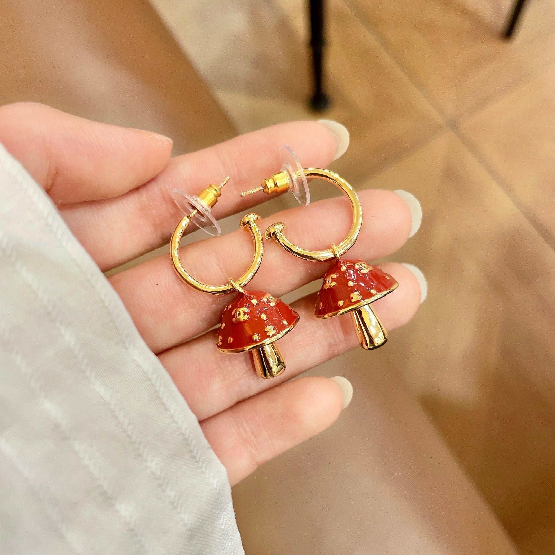 Vintage Authentic Gold-Tone Turn-Lock Earrings