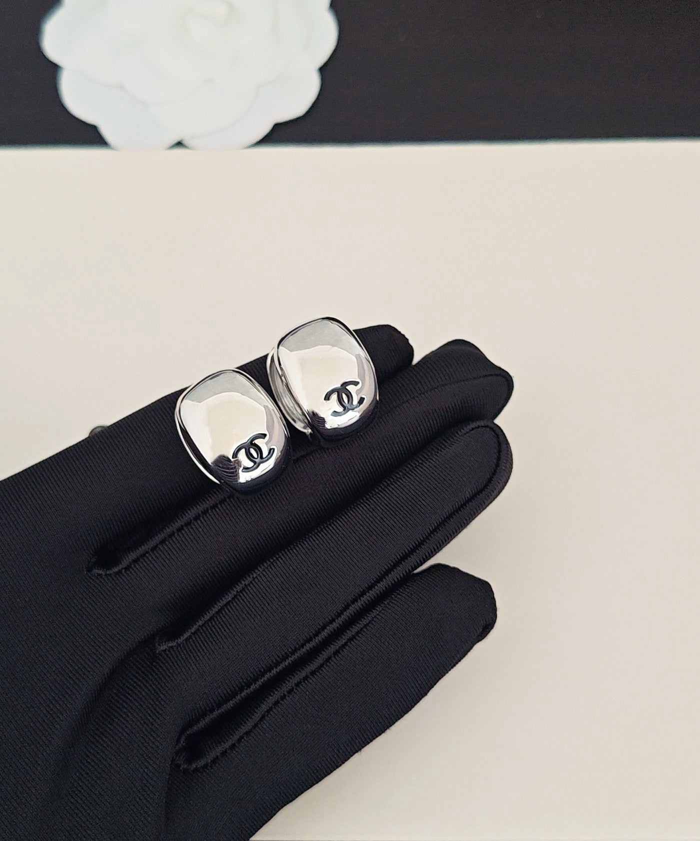 Vintage Authentic Chanel Gold-Tone Turn-Lock Earrings Stud