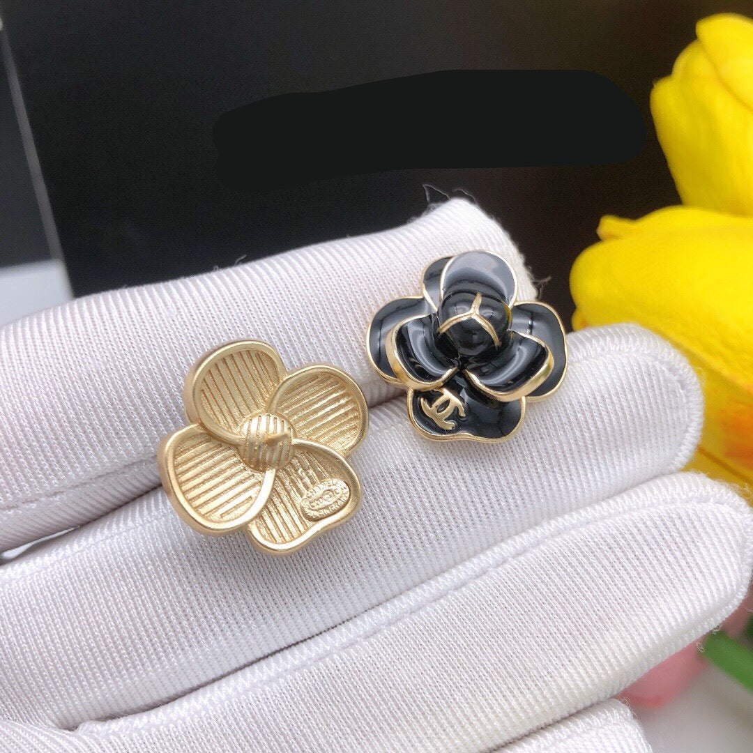 Vintage Authentic Gold-Tone Turn-Lock Earrings