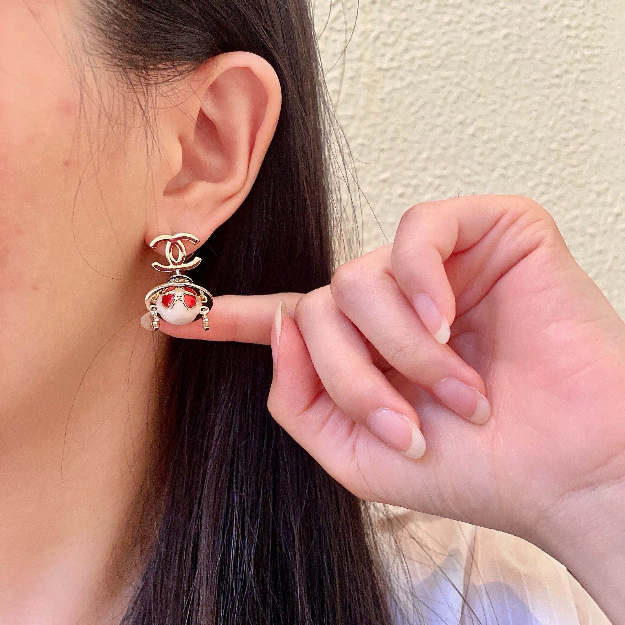 Vintage Authentic Chanel Gold-Tone Turn-Lock Earrings