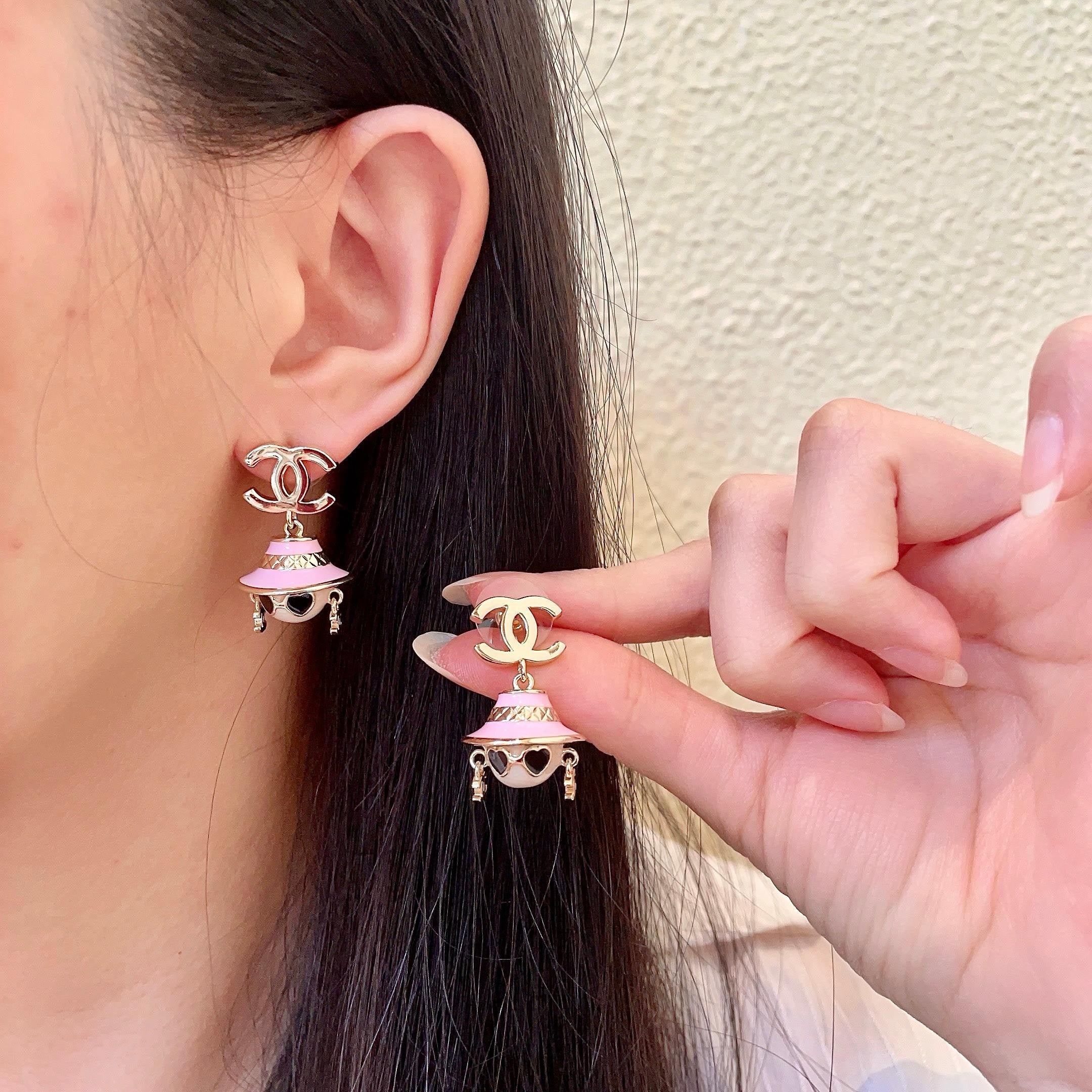 Vintage Authentic Chanel Gold-Tone Turn-Lock Earrings