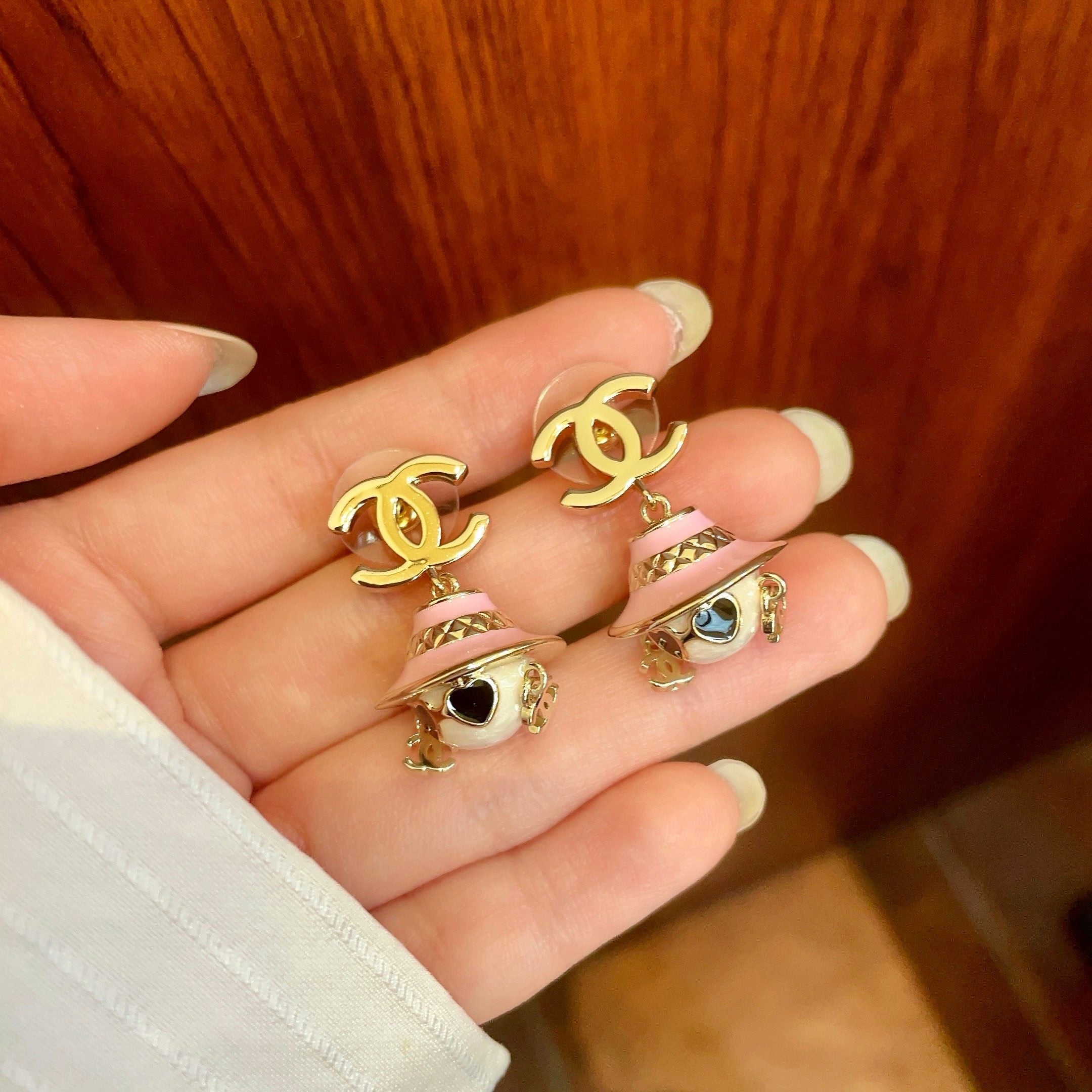 Vintage Authentic Chanel Gold-Tone Turn-Lock Earrings