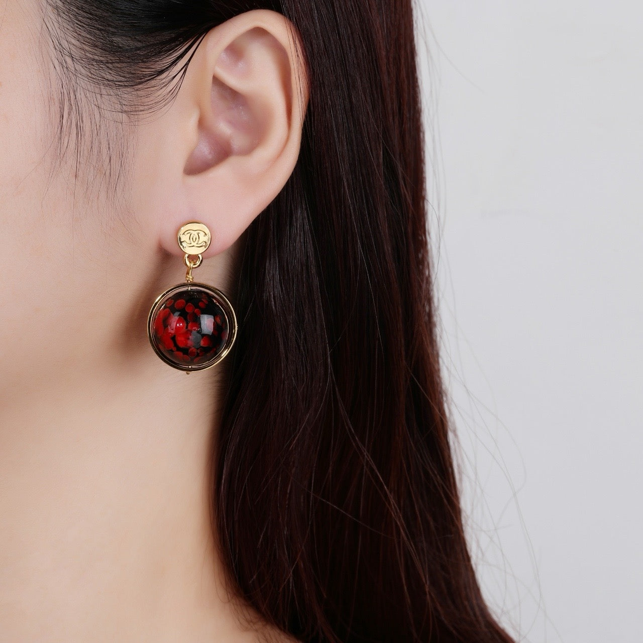 Vintage Authentic Gold-Tone Turn-Lock Earrings