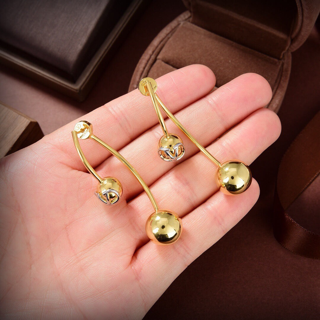 Vintage Authentic Gold-Tone Turn-Lock Earrings