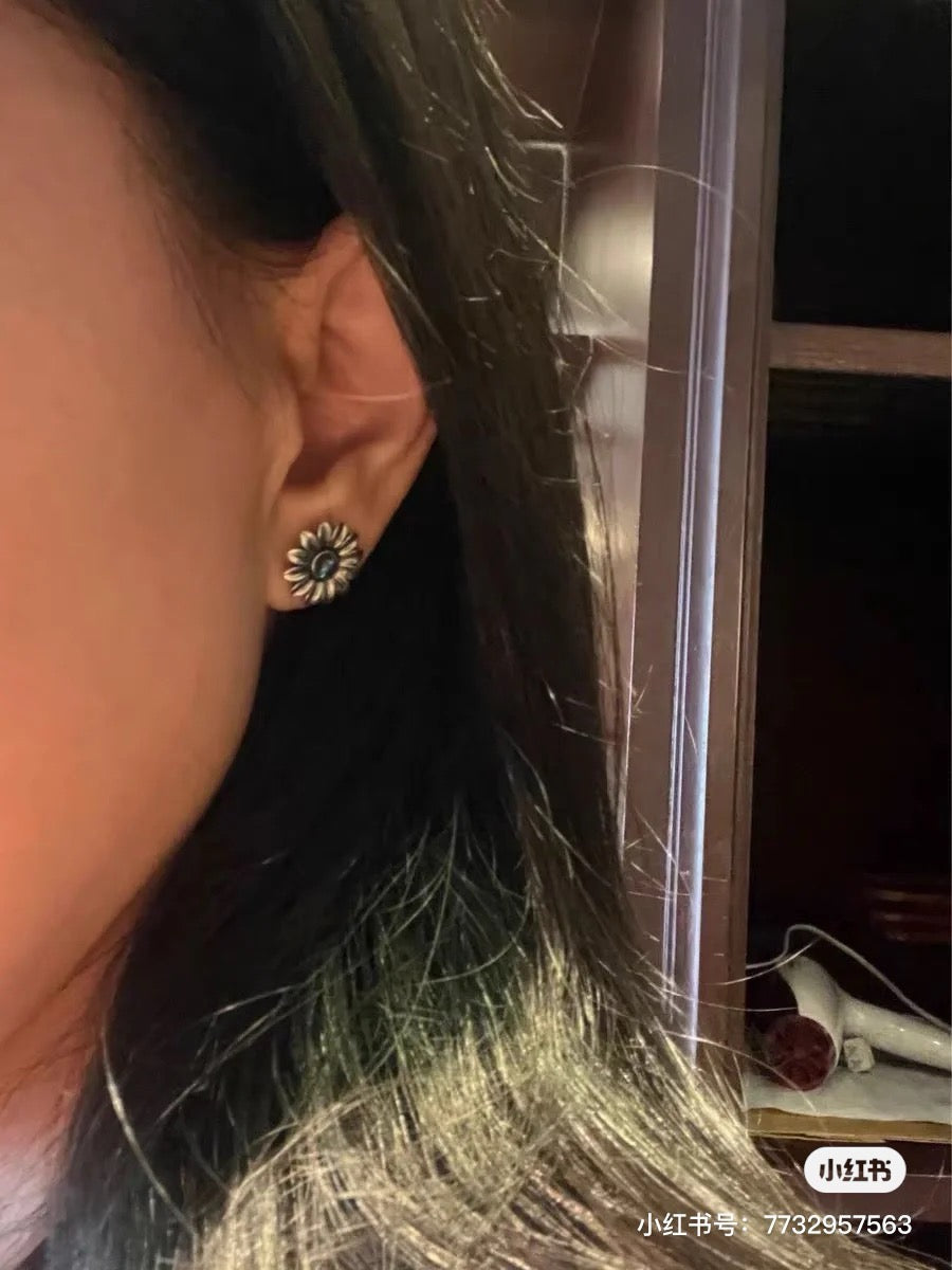 Vintage Authentic Gold-Tone Turn-Lock Earrings