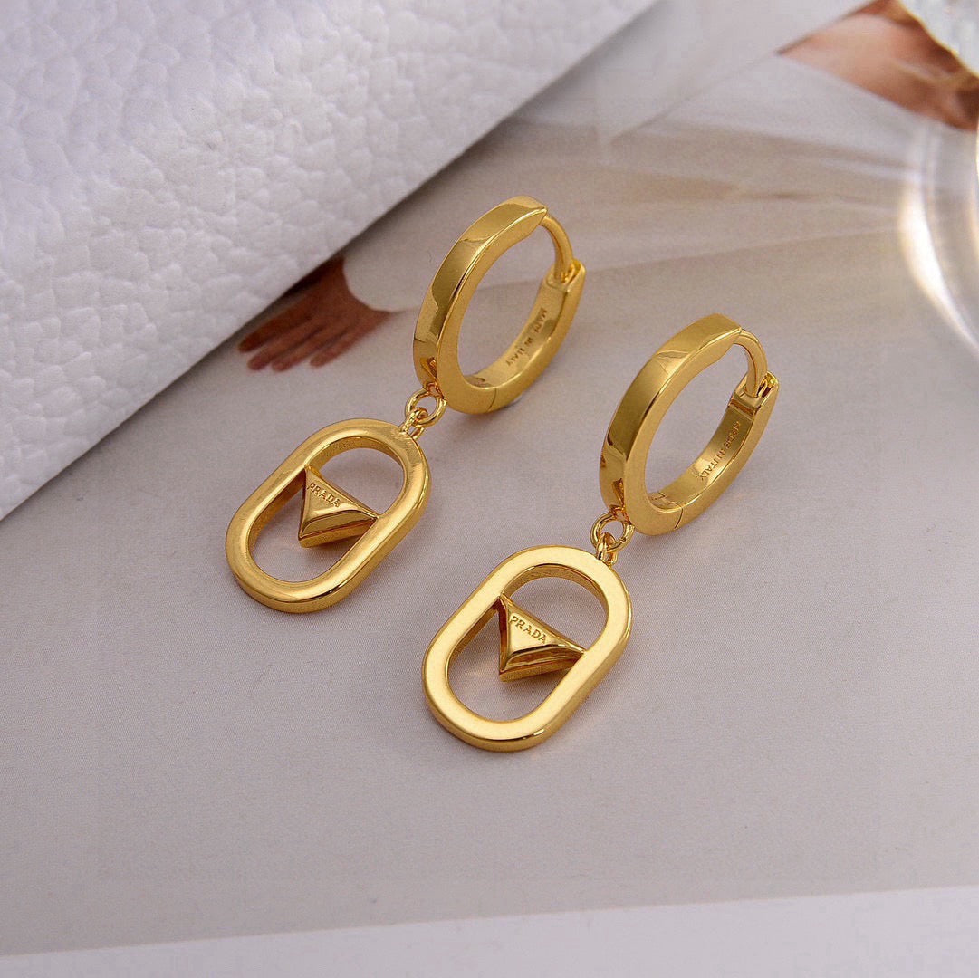 Vintage Authentic Gold-Tone Turn-Lock Earrings