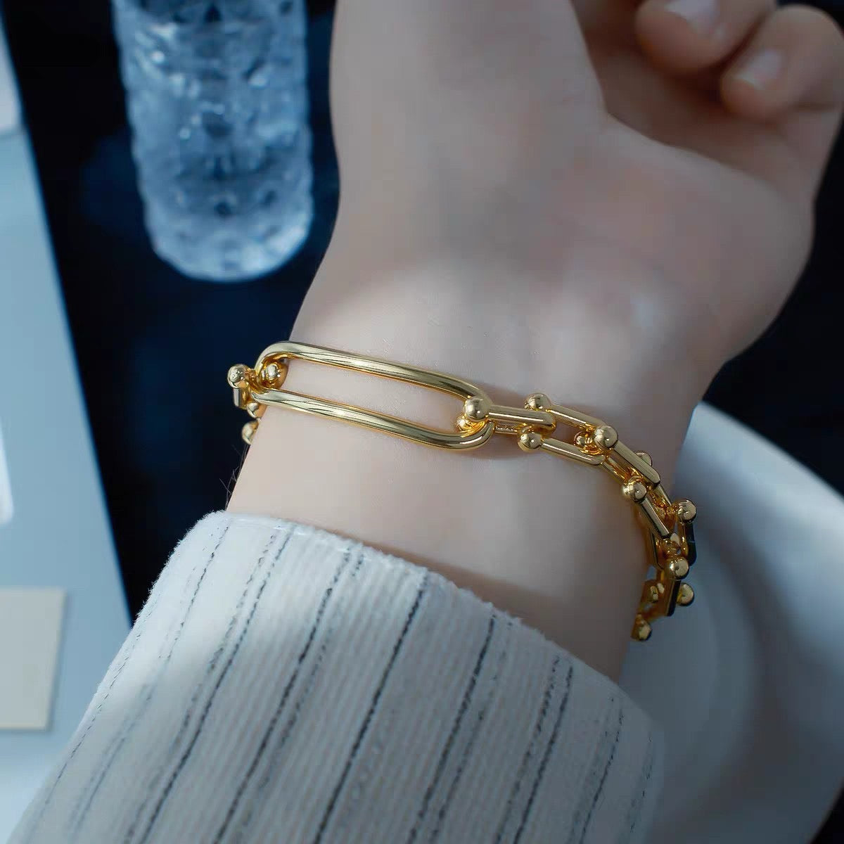 Vintage Authentic Gold-Tone Turn-Lock Bracelet