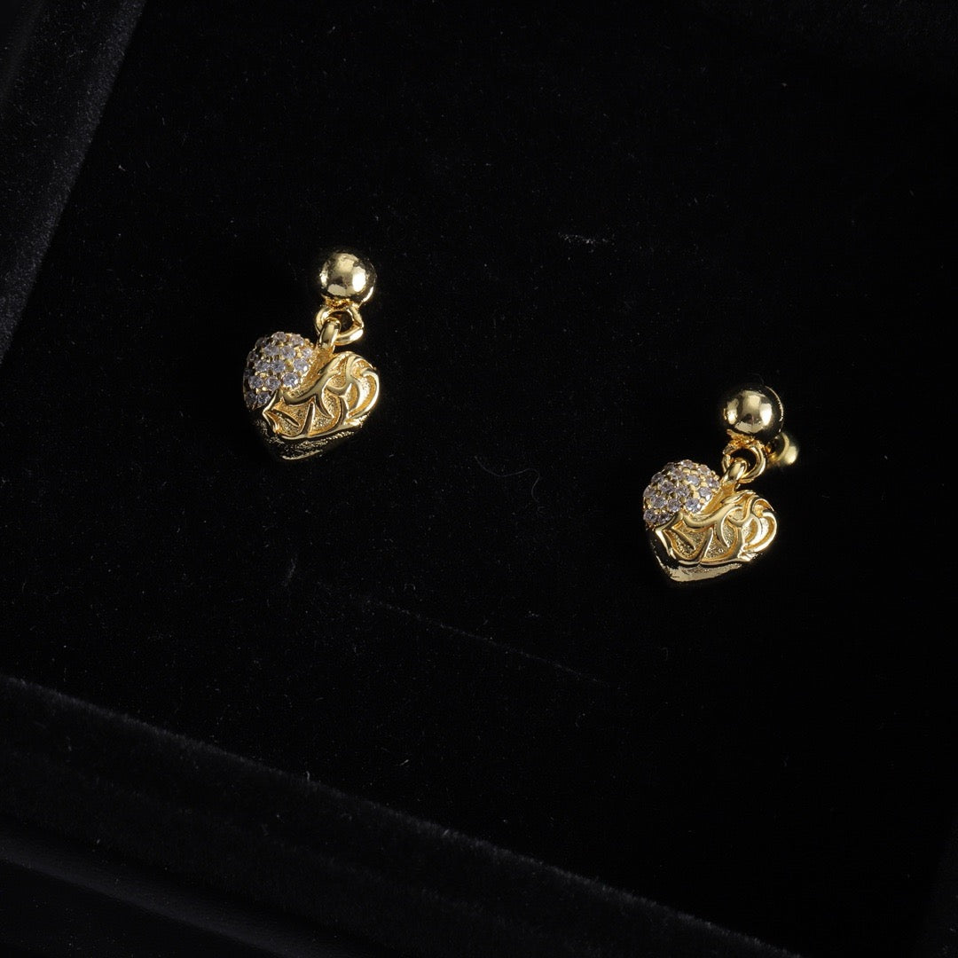 Vintage Authentic Gold-Tone Turn-Lock Earrings