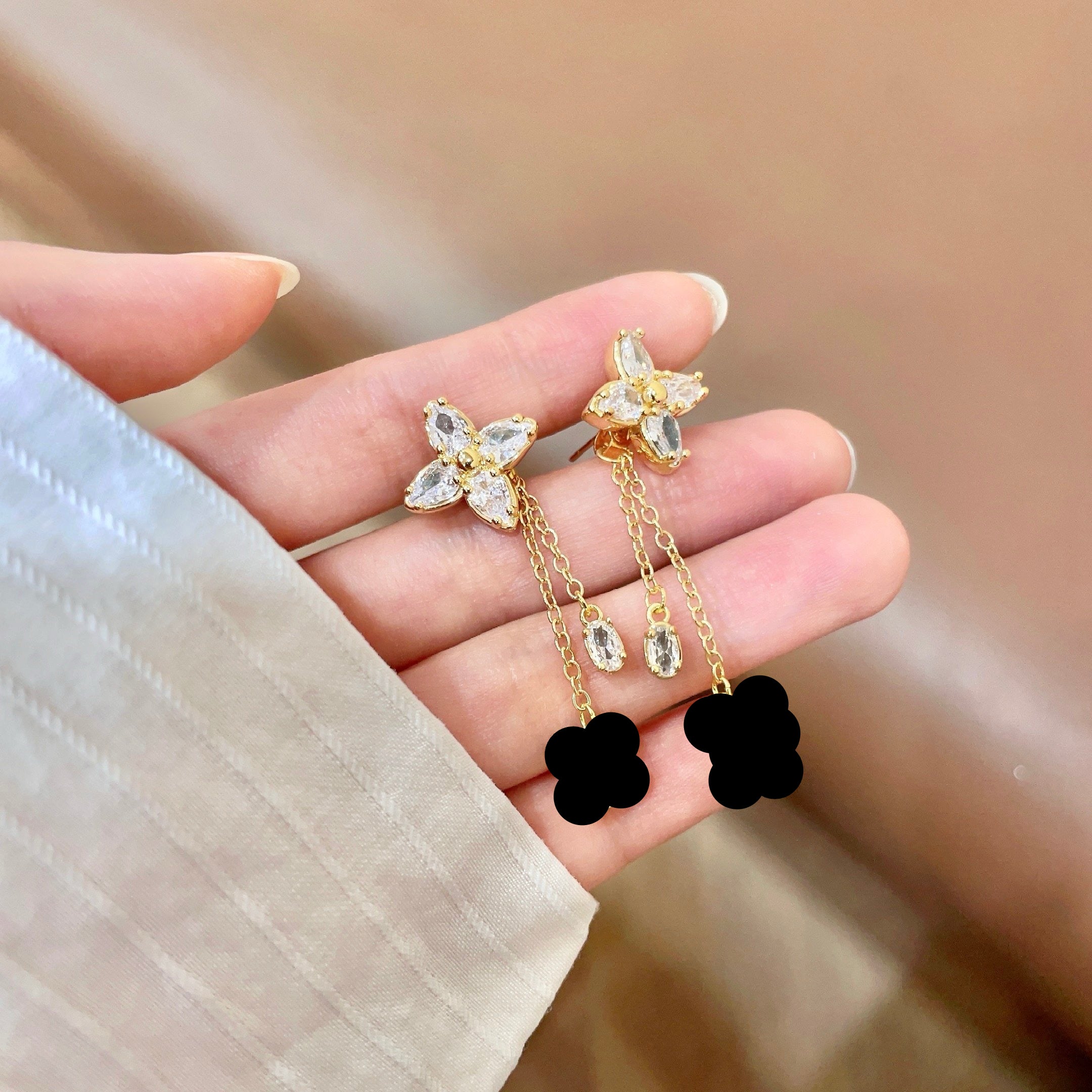 Vintage Authentic Gold-Tone Turn-Lock Earrings