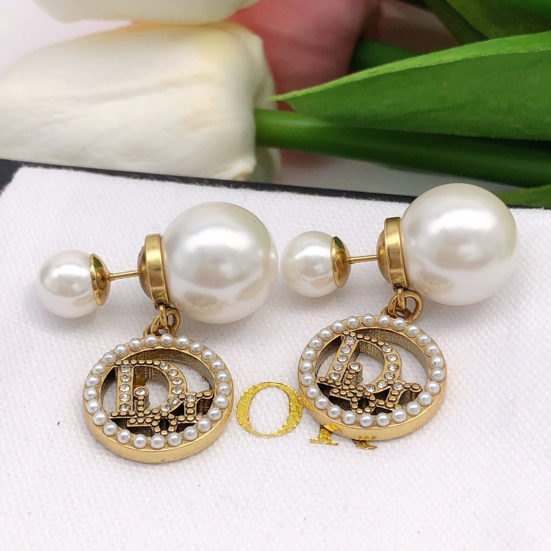 Vintage Authentic Gold-Tone Turn-Lock Earrings