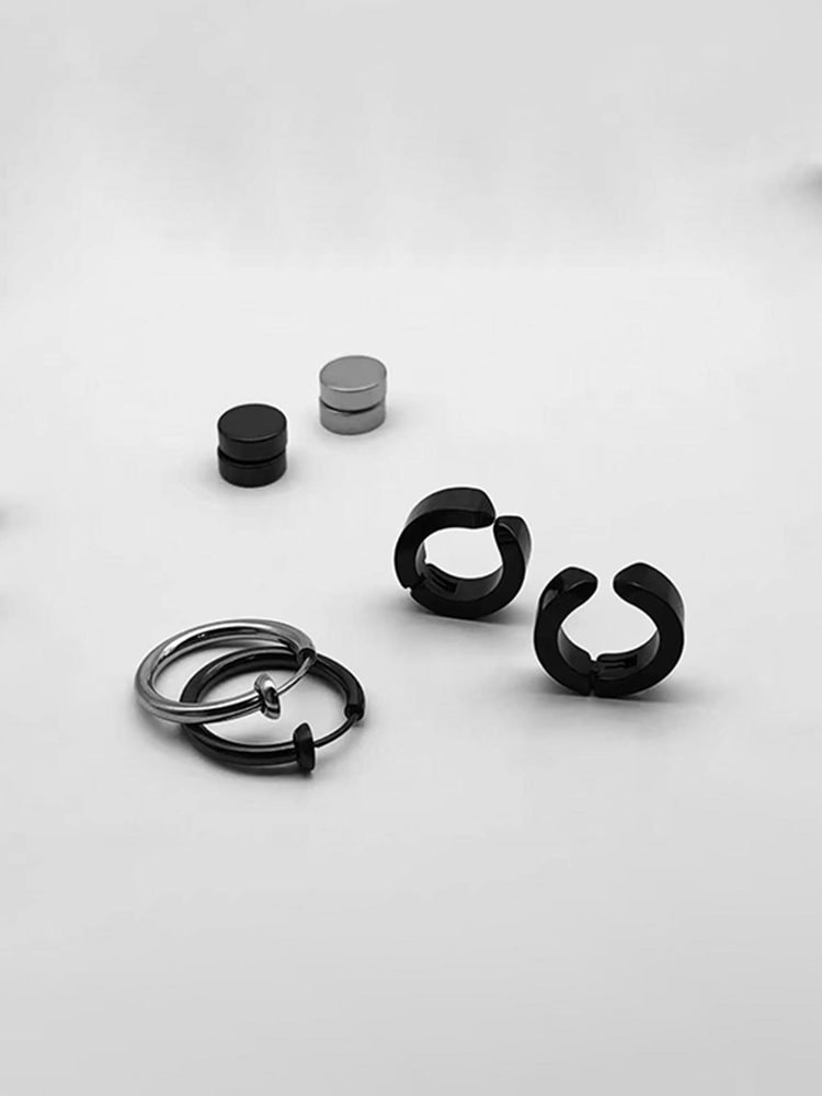 Includes 3 different black hoop earring designs-3