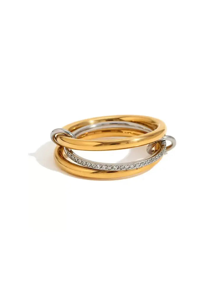 Interlocked Ring Creative Paris Stainless Steel Di | 18K ... - view 6